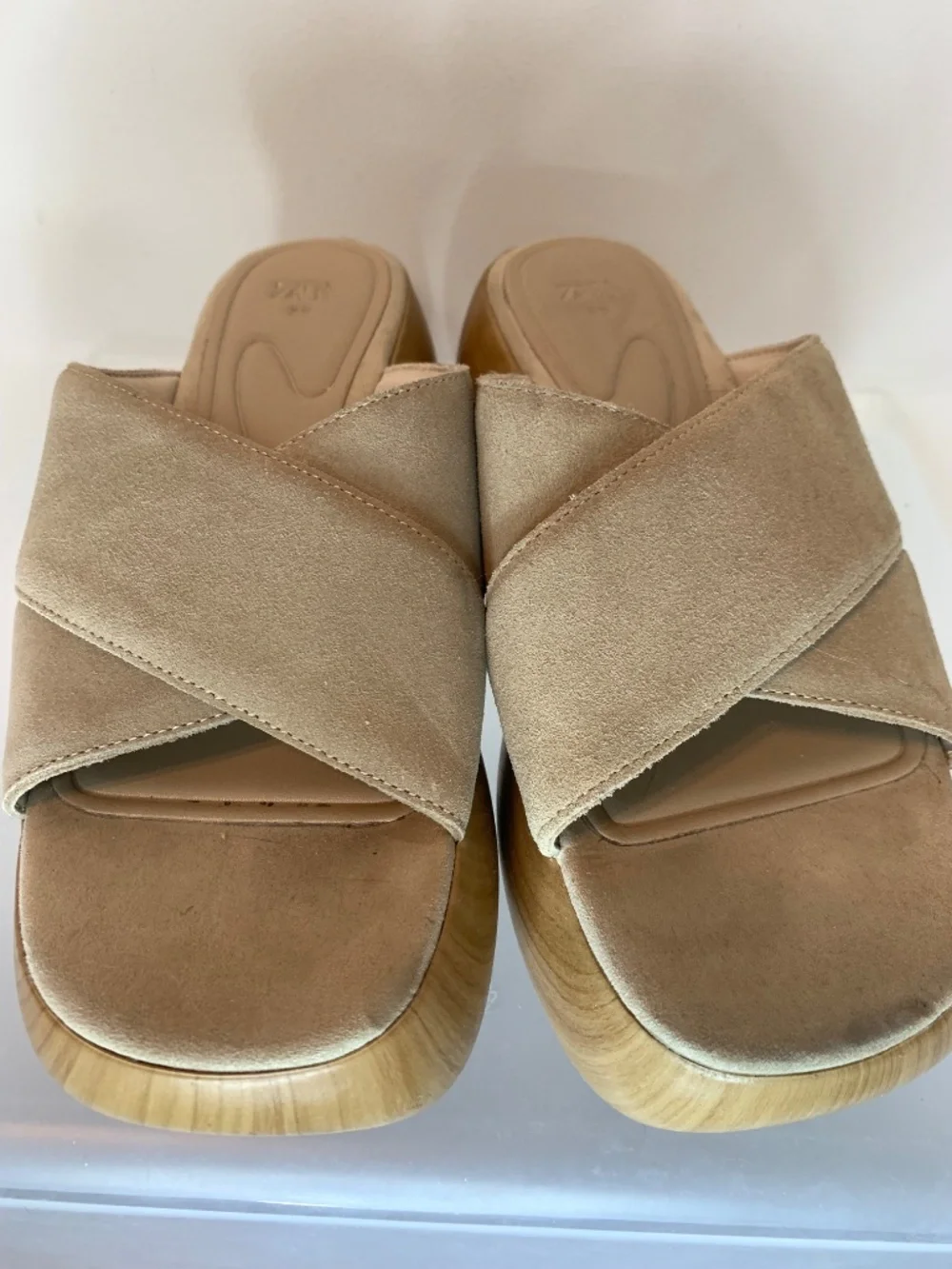 Zara Sand Brown Split Suede Sandals 39 - Picture 7 of 11